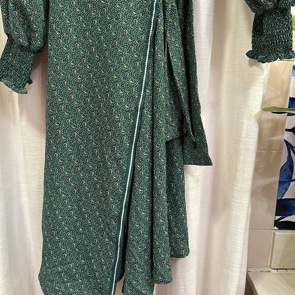 NWT Women’s Max Studio Crepe Long Sleeve Smocked Cuff Wrap Midi Dress Size S - Picture 7 of 11
